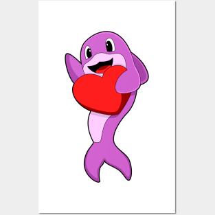 Dolphin with Heart Posters and Art